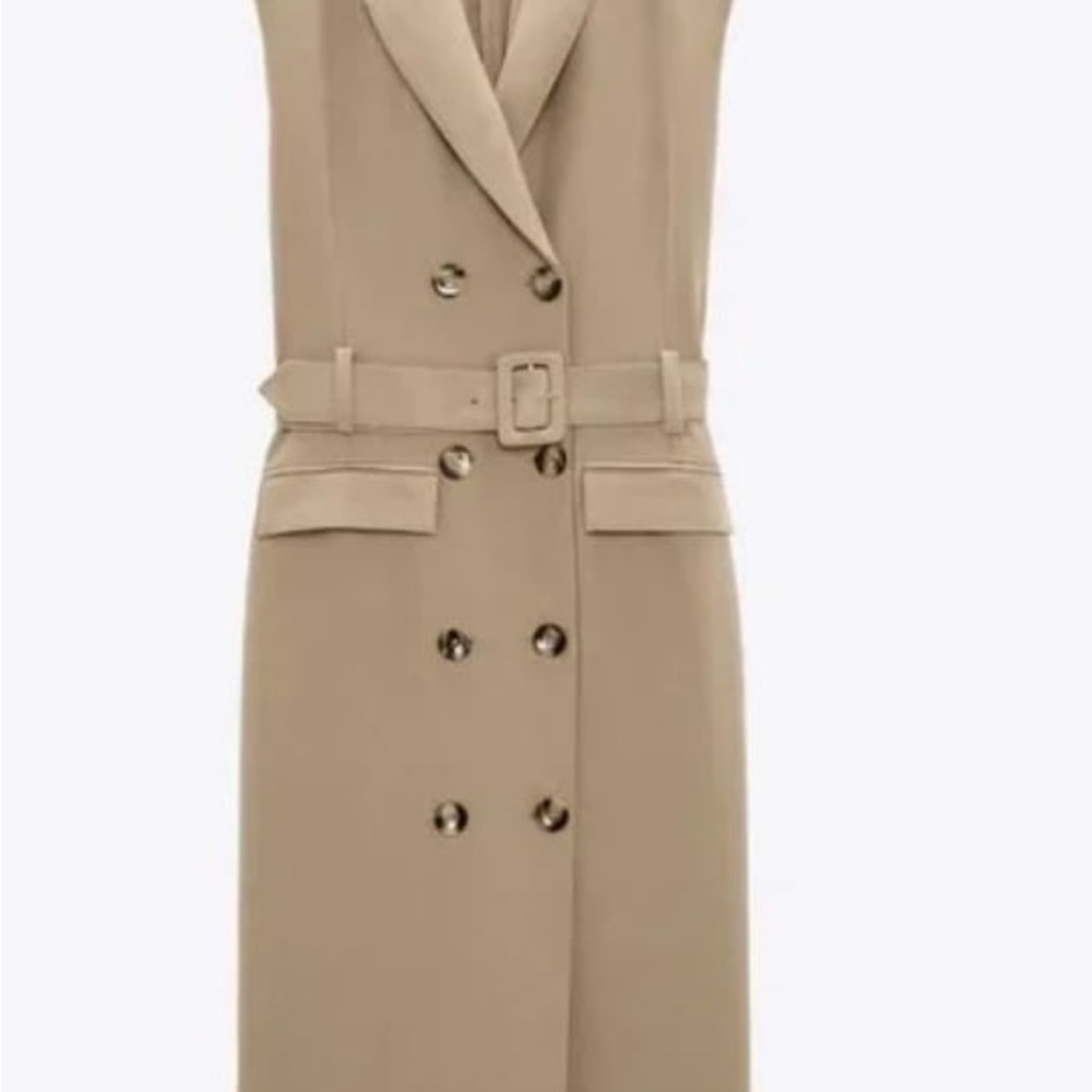 NWT Trench Coat Dress/ Elegant Tan Double-Breasted Women's Dress Size M